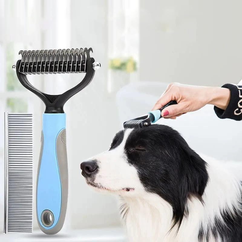 2 Sides Detangling and Detangling Hair Comb for Dogs and Cats, Versatile Undercoat Detangling Brush, Hair and Coat Removal Tool, Pet Grooming Rake Without