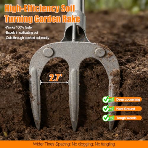 Long Handle 3-Tine Cultivator