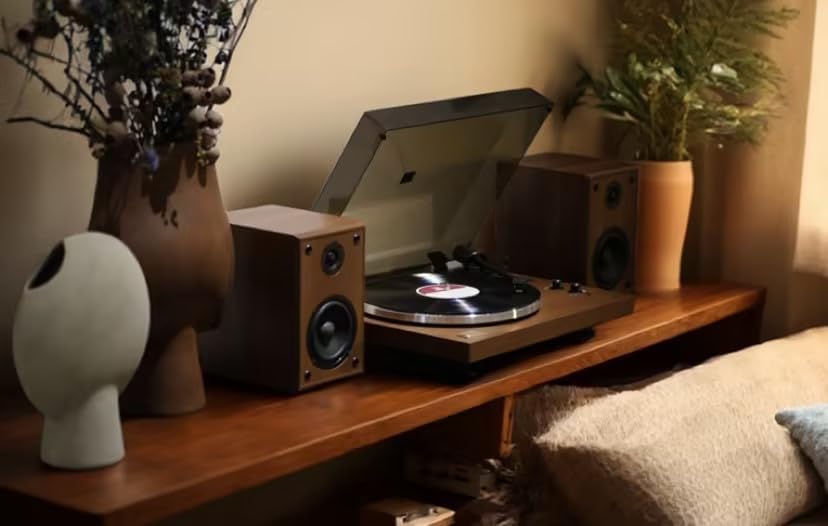 Miniatura 7 de Arkrocket Cassini - Tocadiscos de vinilo inalámbrico Bluetooth integrado en preamplificador de teléfono y viene con altavoces externos de 40 W,