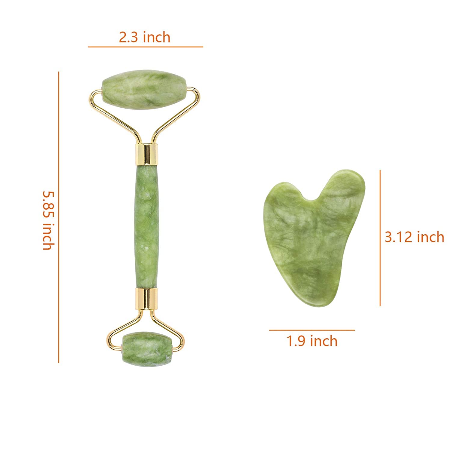 Jade Roller, KMEIVOL Jade Roller for Face, Natural Anti-aging Face Roller and Gua Sha Set, Facial Roller for Face, Dark Circles, Skincare and Muscle Relaxing-Massager for Face, Eyes, Neck, Body