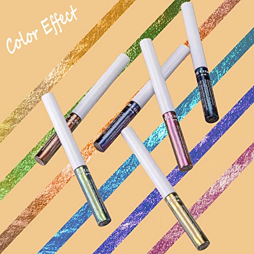 Sumeitang 6 Colors Chameleon Liquid Glitter Eyeliner Set Highly Pigmented Intense Color Shifting Metallic Satin Multi-Reflective Finish Glitter Eye Liner Long-Lasting Shimmer Eye Shadow Makeup Pen #TOP1