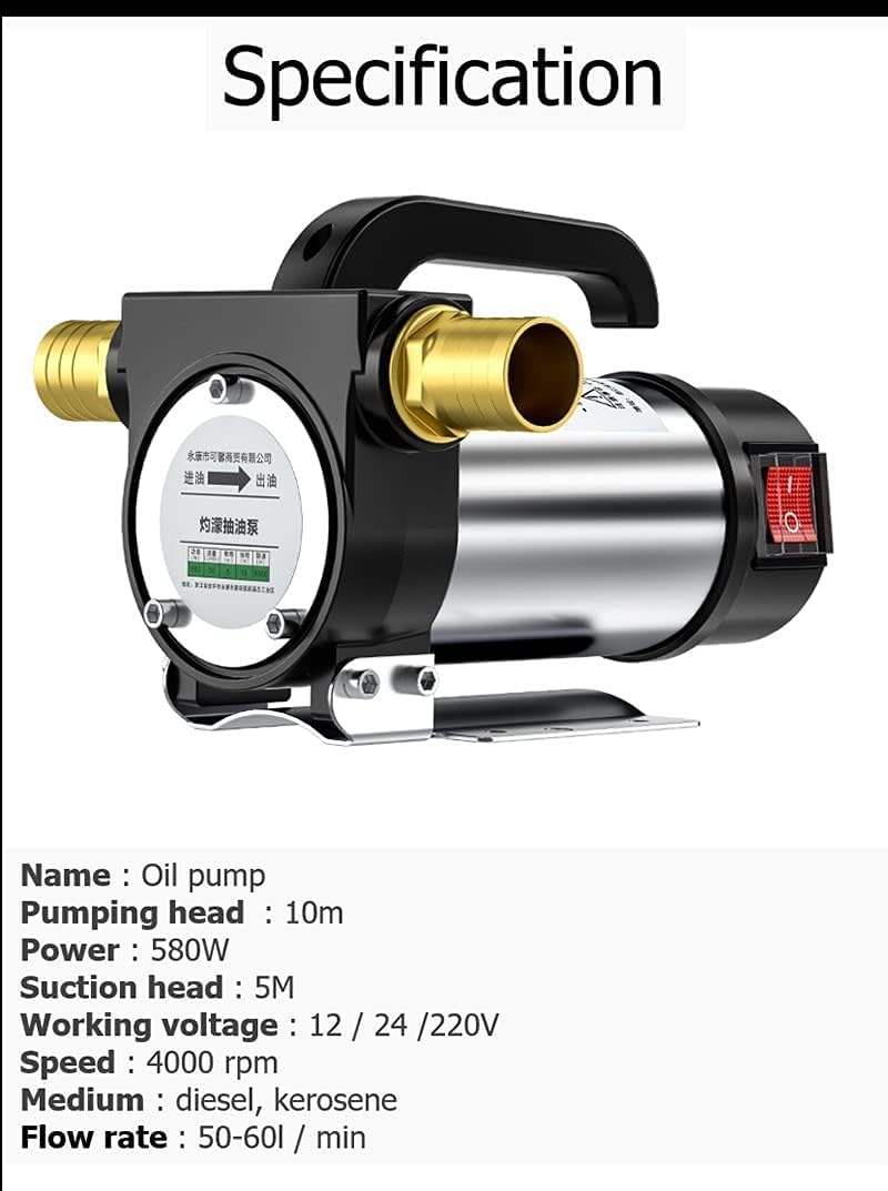 Stainless Steel Booster Pump Lawn Jet Pumps 12v 24v 220v Electric Oil Pump Self Priming Transfer Well Pump 580w 50l Min For Diesel Kerosene For Home Garden Water Transport Irrigati, 12V Unidirectional