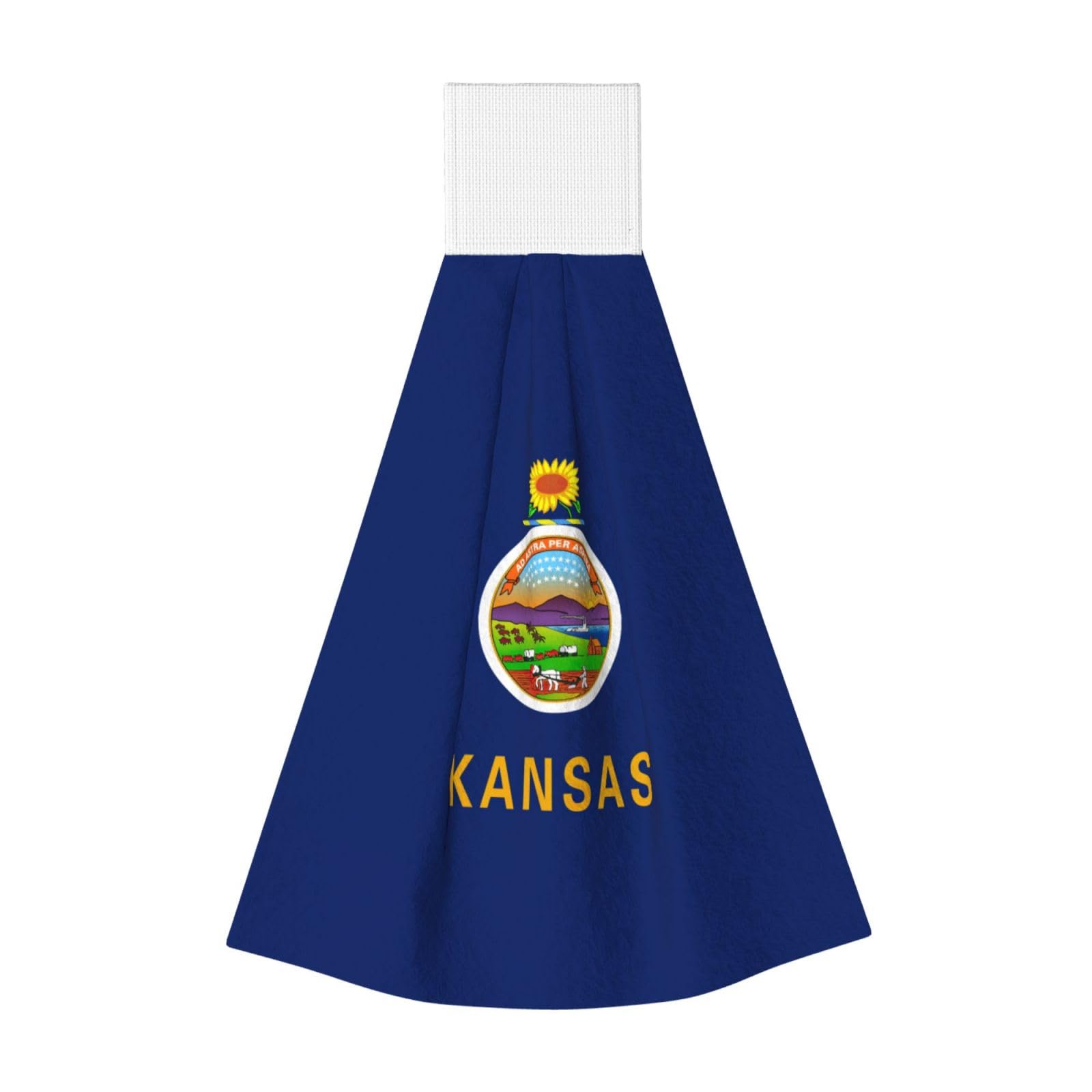 DUWAA Kansas State Flag Print Hanging Hand Towel Quick Dry Bathroom Towel Soft Kitchen Towel