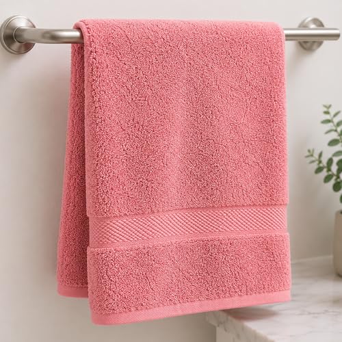 Image of Sulfar 100% Combed Cotton, Quick Drying Highly Absorbent Thick Bathroom Towels, Luxury Bath Towel Set (Pack of 2, 70 X 140 cm) - 600 GSM (Basic Pink)