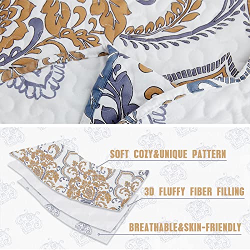 Image of CHIXIN Oversized King Bedspread 128x120 Extra Wide - European Damask Paisley Pattern - Classic & Gorgeous Bedding Cover, Lightweight, Ultra Soft, 5 Piece, 100% Microfiber, White /Khaki /Grey