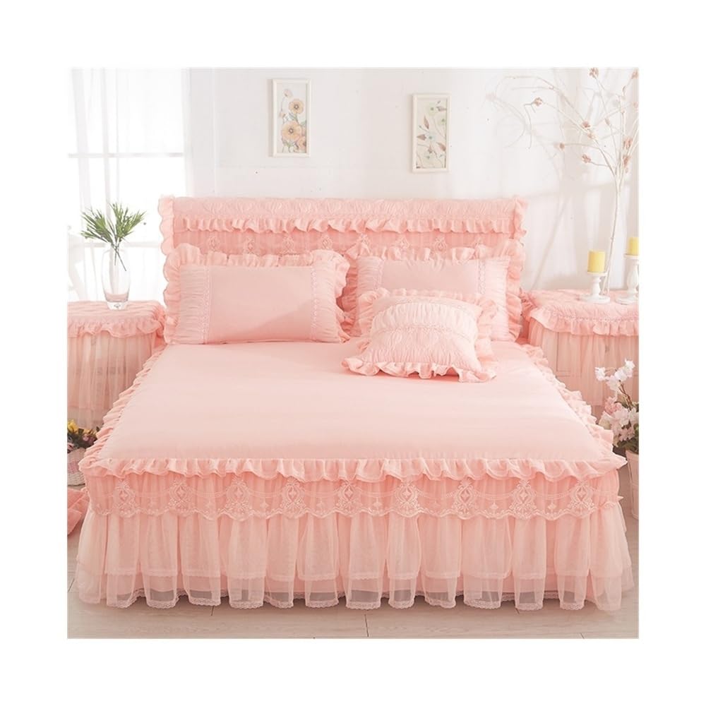 S5b8W3g7 Bedding set Lace Ruffled Bedding Set Chic Princess, 1 Piece Bedspread with 2 Pillowcases Home Textile