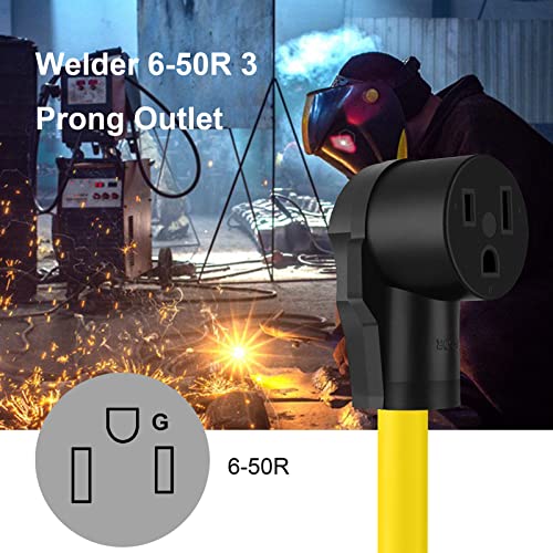 Lakczio 10 Ft Nema L14-30P To 6-50R Extension Cord, 3 Prong To 4 Prong Welder Plug Adapter, Generator Locking Plug Connector To Welding 10Awg 30Amp. #TOP2