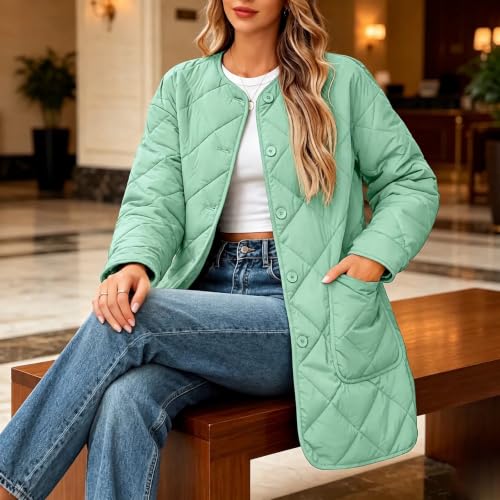 Quilted Jackets for Women Warm Mid Length Lightweight Puffer Coats - image 6