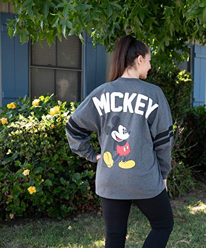 Disney Jersey Womens Mickey Minnie Mouse Long Sleeve (Charcoal, X-Large) #TOP5