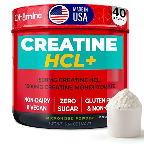 Oh!mino Creatine Complex For Muscle Growth. Micronized Creatine Monohydrate and Creatine Hydrochloride with Adaptogens. Perfect Creatine for Women and Men. Refreshing Zero Carb Lemon-Lime, 40 Servings
