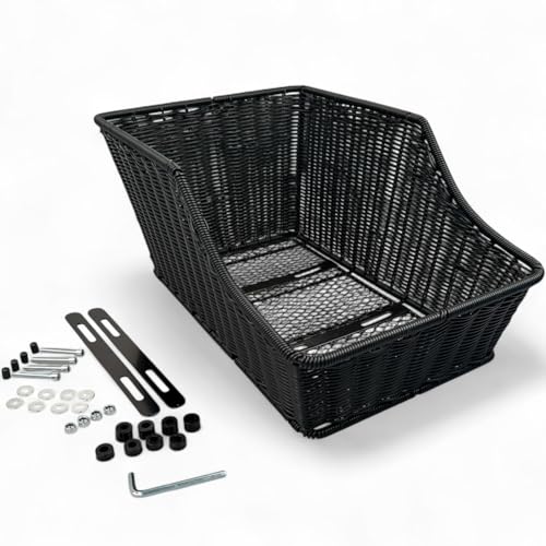 Fahrradkorb Gepäckträger Hinten – Rattan-Optik Schwarz – Feste...