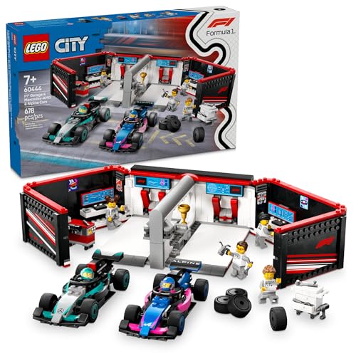 LEGO City F1 Garage & Mercedes-AMG & Alpine Cars Toy – Model Race Car Building Toy and Portable Playset for Kids, Boys and Girls, Ages 7+ – F1 Collectible for Fans – Gift Idea for Birthdays – 60444