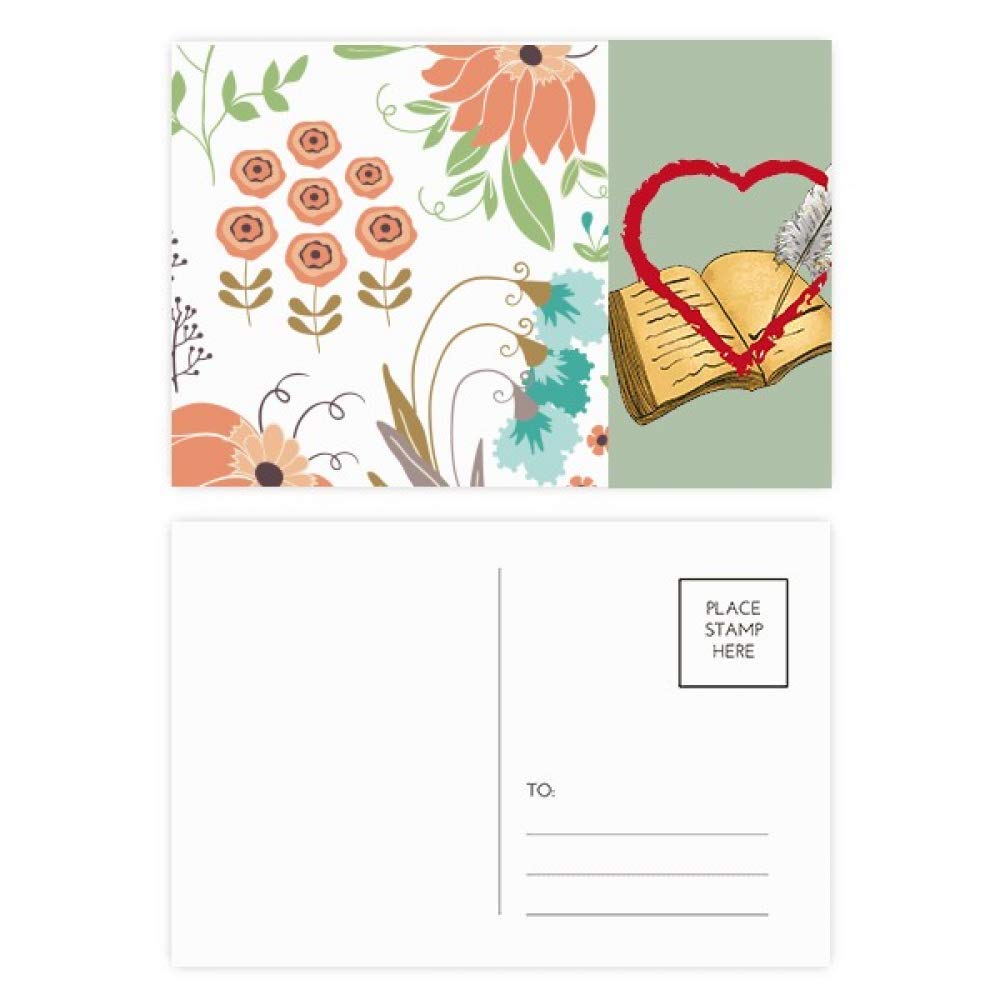 Lot de 20 cartes postales de remerciement à fleurs vertes et orange