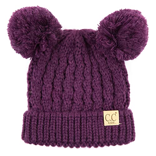 Image of C.C Exclusives Children Kid Double Pompom Knitted Beanie for Kids Ages 2-5 (KID-23)(KID-24)(KIDS-2055)