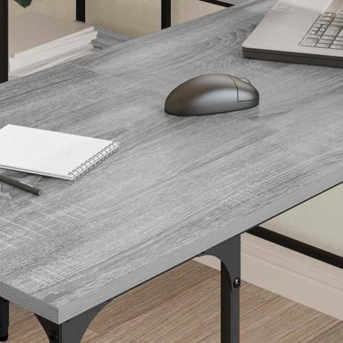 Bureau d'angle Sonoma gris avec étagère pour optimiser votre rangement