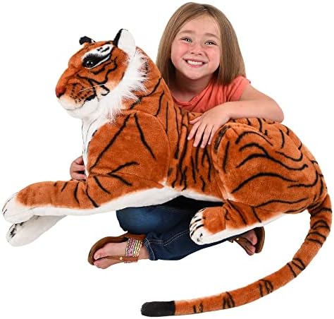 Forest & Twelfth 36” Giant Tiger Stuffed Animals, Extra-Large Stuffed Bengal Tiger, Jumbo Lifelike Plush Animal Toy