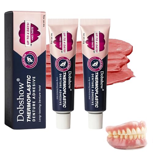 2PCS Thermoplastic Denture Adhesive Extra Strong and Durable Denture-Adhesive Ultra Max Hold Adhesive Can Last Up to 4 Days Suitable for All Ages