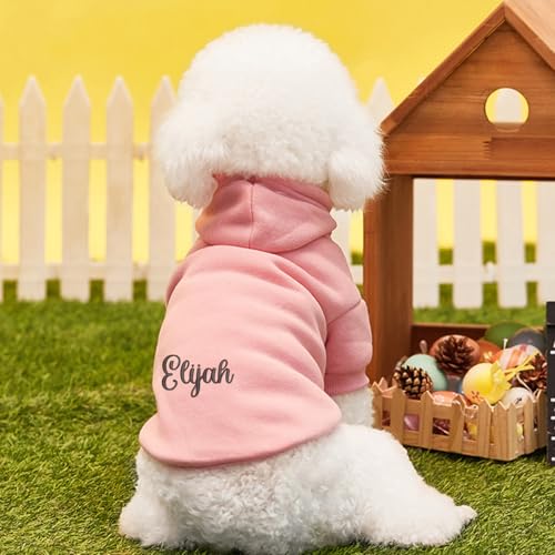 Keruidian Personalisierter Hunde Kapuzenpullover - Namens-Haustier-Kapuzenpullover - Personalisiertes Hunde-Sweatshirt - Welpenkleidung - Personalisierte Hundekleidung - Outdoor-Hundemantel (XS)