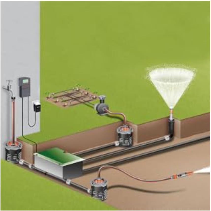 GARDENA Sprinklersystem T-Joint male thread: Connecting piece within the run of the pipe in pop-up sprinkler systems, 25 mm x 1/2 Inch male thread, Quick&Easy connection technology (2786-20)