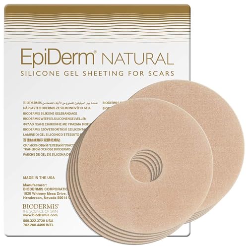 EpiDerm Areola Circles – Silicone Scar Sheets for Surgical Scars from Areola Reconstruction & Breast Augmentation - Washable & Reusable Silicone Sheets - Complements Mastopexy Forms - 5 Pairs, Natural