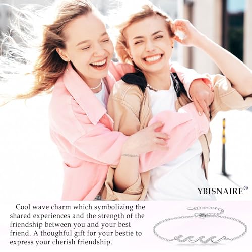 Gifts for Mom Wife Grandma Daughter Friend Bestie Soul Sister, Silver Wave Bracelet Gift for Woman Birthday Gifts Ideas, The Waves of Life We've Through Together Gift for Christmas Mothers Day3