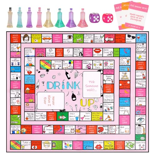MuForu Drinking Game for Adults, Drinking Games Larger Fun Leather Mat Bachelorette Party Interactive Party Games for Game Night Adult Board Games(2-8 Players, Age 21+)