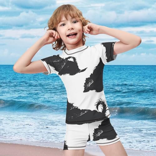 West Highland Terrier SilhouettesChildren's Casual Swimsuit Set - Simple and Versatile7-9Y（120cm）2