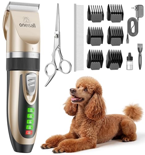 oneisall Tondeuse pour Chien et Pattes de Chien professionnelles, Tondeuses Chiot Multifonction Sans Fil, Tondeuse Poils Longs Epais pour le Toilettage des...