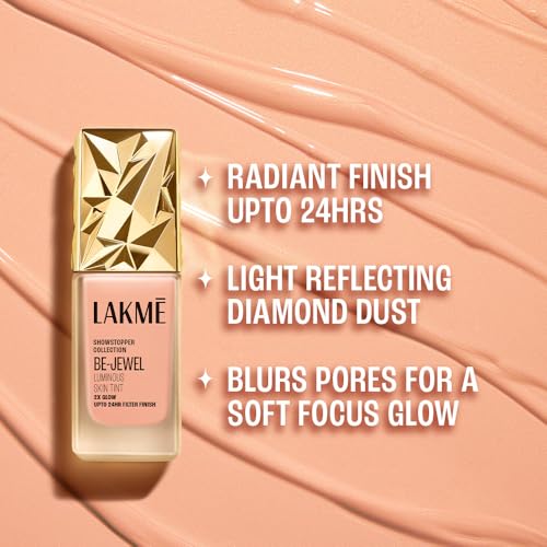 Image of LAKME Be-Jewel Luminous Skin Tint, 25ml, for Radiant, Smooth and Luminous Finish, with Light-Reflecting Polymers, 24HR Filter-Like Wear, Foundation for Women Dry Skin, for Women - Warm Sand