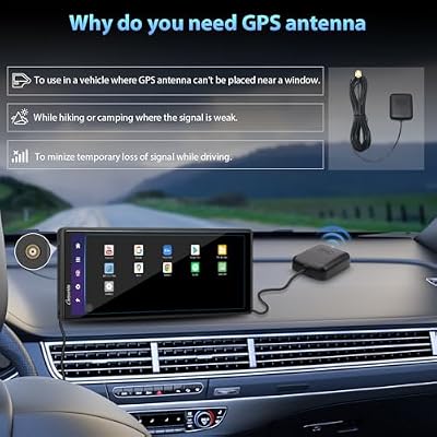 CARPURIDE Wireless CarPlay & Android Auto 4+64GB 8-Core, Online & Offline GPS Navigation 10.26 inch Car Play Screen, G00GLE Play, Mirror Link, Bluetooth, GPS-Antenne, Backup Cam