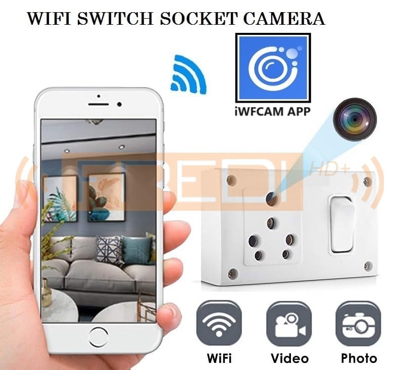 Image of FREDI HD PLUS WiFi Hidden Camera Switch Socket 1080P | Home Security Camera with Mobile Live View App | 32GB Storage Support | Loop Recording | 24x7 AC Powered Indoor Camera