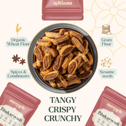 Image of MEWARIS Bhakarwadi | Gujrati Bhakarwadi Sweet, Spicy & Crispy Snacks | Crunchy Tea-Time Munching Snack for Adults | Evening Snacks | 250g Pack of 1