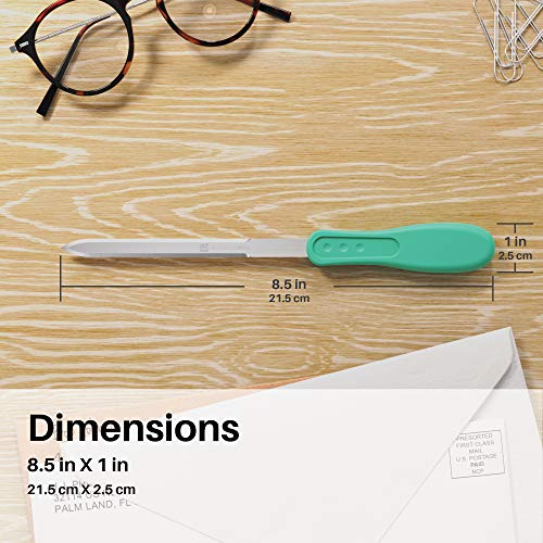 Uncommon Desks Office Letter Opener - Stainless Steel Knife-Edge Blade, Ergonomic Grip Handle (Mint Green, 1 Pieces) #TOP4