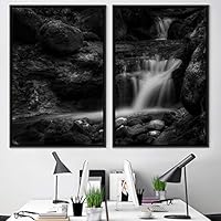 2 Piece Framed Canvas Wall Art Black and White Scenery Canvas Prints Home Artwork Decoration for Living Room,Bedroom - 16