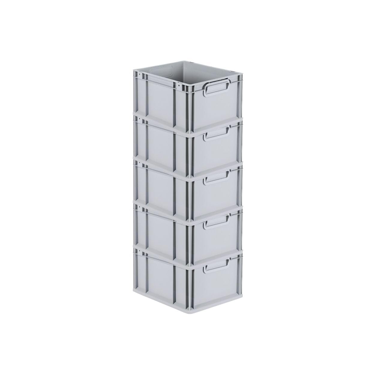 PROREGAL SuperSparSet 5x Eurobox NextGen Economy mit Scharnierdeckel & grünen Verschlüssen | Griffe geschlossen | HxBxT 22x30x40cm | 20 Liter | Eurobehälter Transportbox Transportbehälter