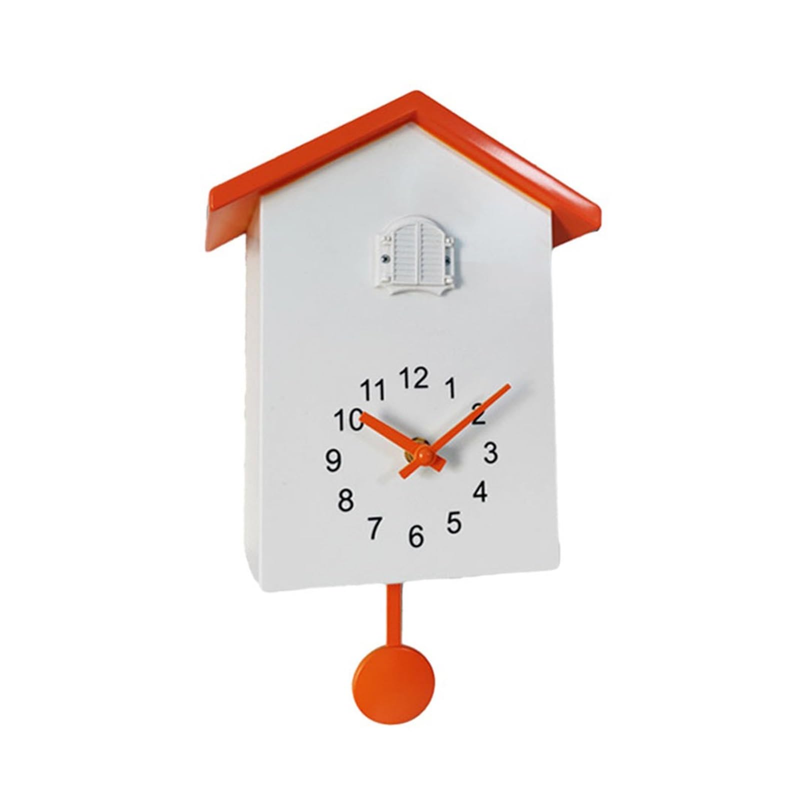 GOXQIT 1 Pcs Cuckoo Clock With Chimer Sound Clocks With Pendulum Birds House Battery Powered Home Living Room Kitchen Wall Decoration For Living Room(White Orange)