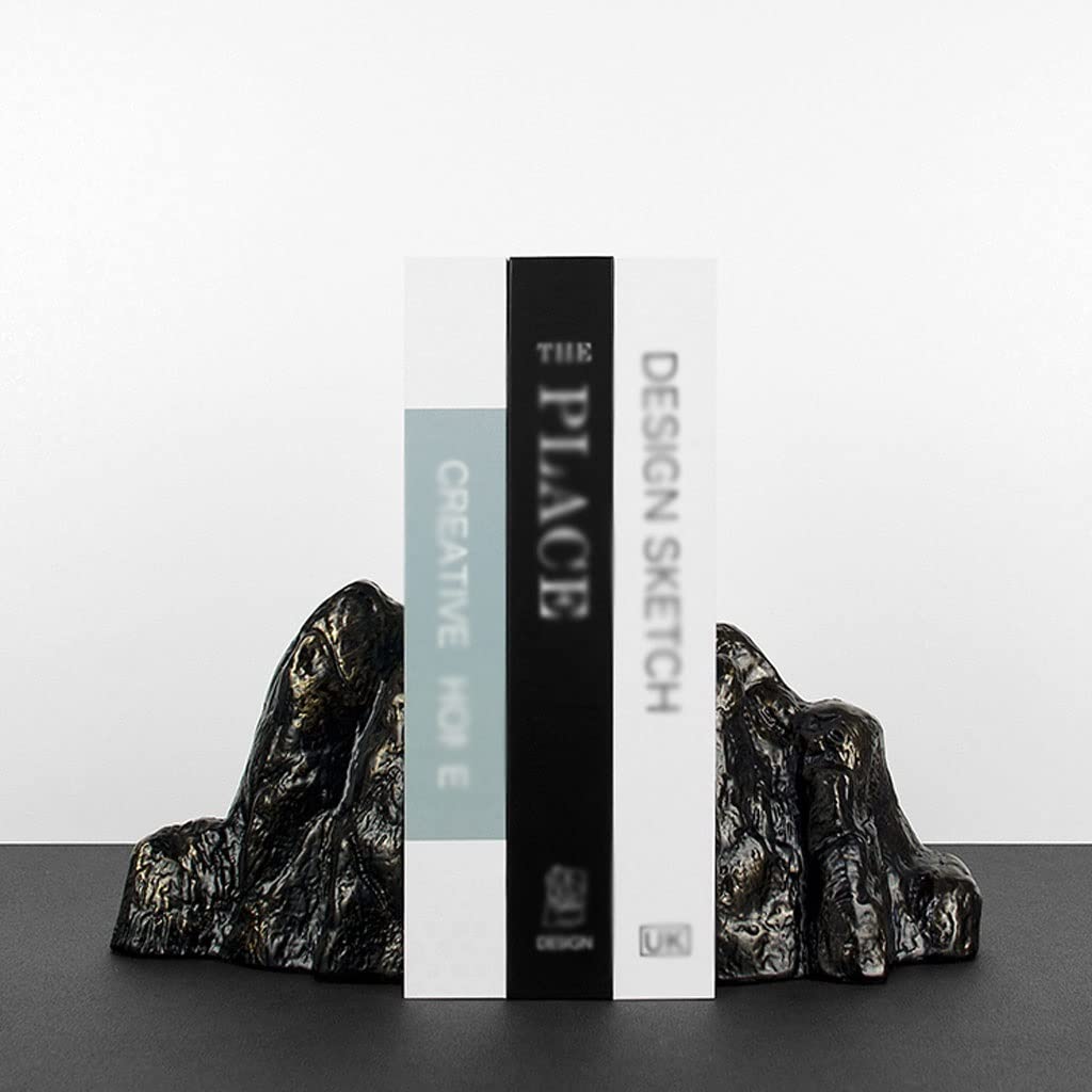 Podpórki do Książek do Domu Nowoczesny Kreatywny Rockery Bookend Żywice Bookend Rękodzieło Biurowe Salon Study Desktop Książka Końcówki Dekoracje Końcówki do Książek do Biblioteki(Black-brown)