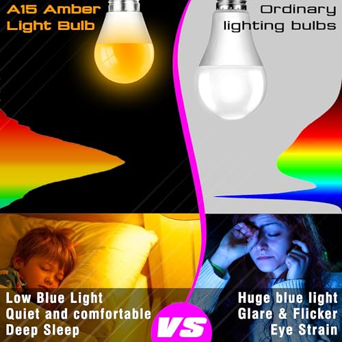 Image of Amber Sleep Light Bulbs, Warm Night Light Bulb 1800K, Orange Light Bulbs