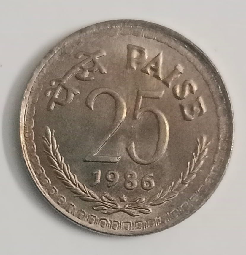 India 25 Paisa 1986 Hyderabad Mint Unc coin-image-47
