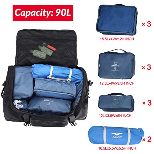 MIER Expandable Cargo Duffel Foldable Lightweight Sports Equipment Bag, 90L, Black