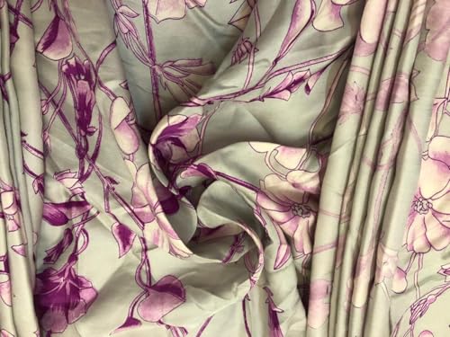 Soie imprimée fleurs roses et violettes pour création unique