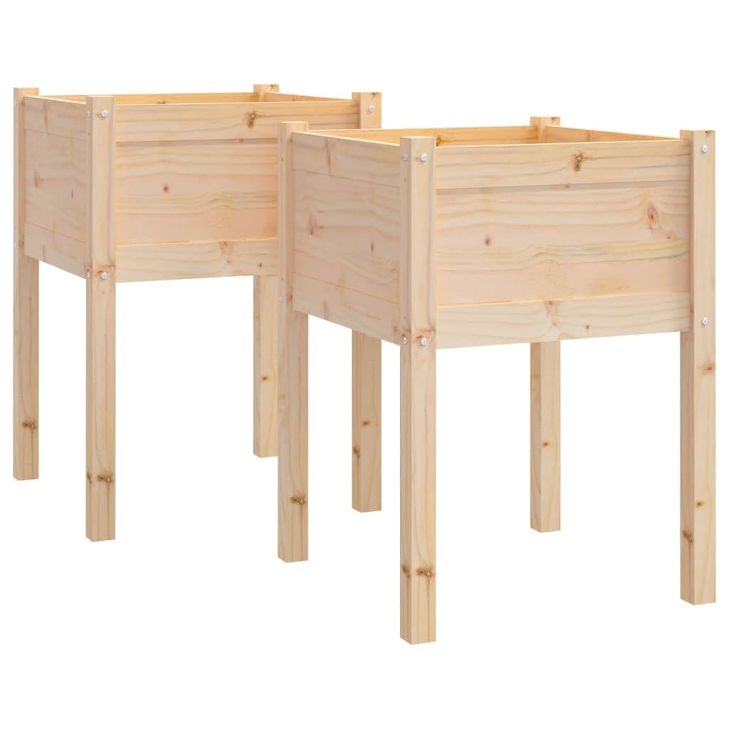 Donice ogrodowe 2 szt. 50x50x70 cm Lite drewno sosnowe Skrzynki na kwiaty Duże pojemniki na rośliny Do ogrodu tarasu balkonu Naturalne surowe drewno