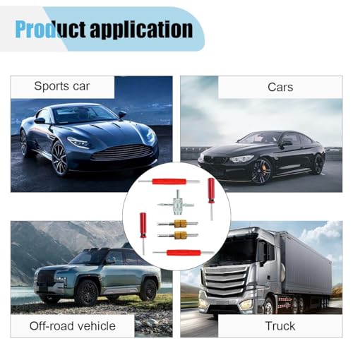 Image of 7PCS Tire Valve Stem Removal Tool Kit, 4-Way Single & Dual Head Schrader Valve Core Remover Wrench for Tire Repair Installation, Multi-Function Tools for Car Bike Truck RV HVAC Air Conditioner