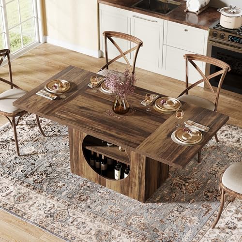 Farmhouse Dining Table with Storage, Seats 4-6