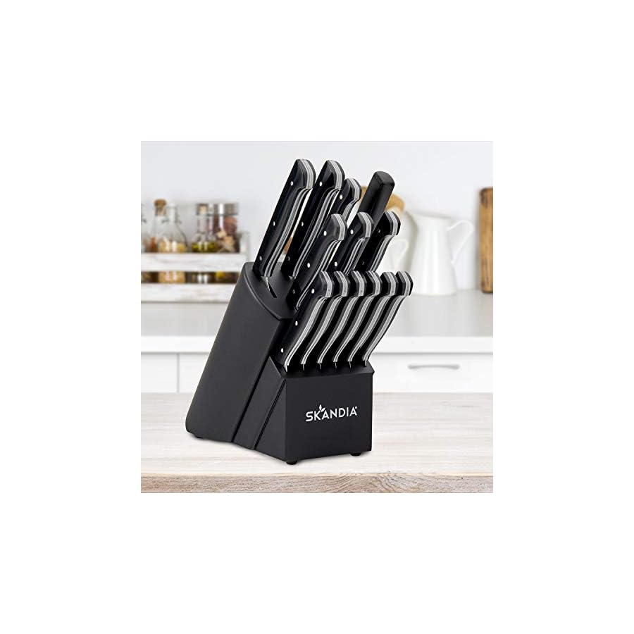 Hampton Forge Aldis Knife Block Set, 14 Piece, Black