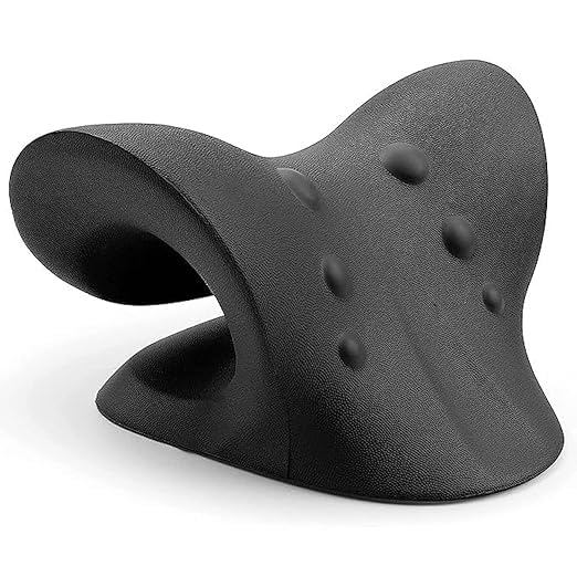 Image of DOLTAS Neck Stretcher for Pain Relief | Cervical Traction Device | Neck & Shoulder Support | Acupressure Massage Relaxer | Chiropractic Spine Alignment Support | Black