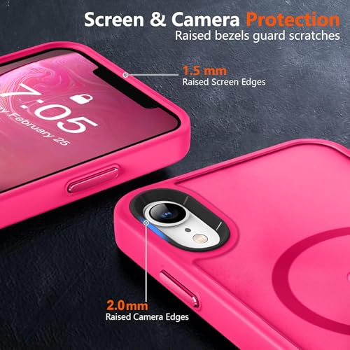 Image of MOCCA Magnetic Shockproof for iPhone XR Case,Hot Pink | 10ft Drop Tested | Compatible with MagSafe | Anti-Slip Matte Finish | Raised Camera & Screen Lip | Ultra-Slim Design