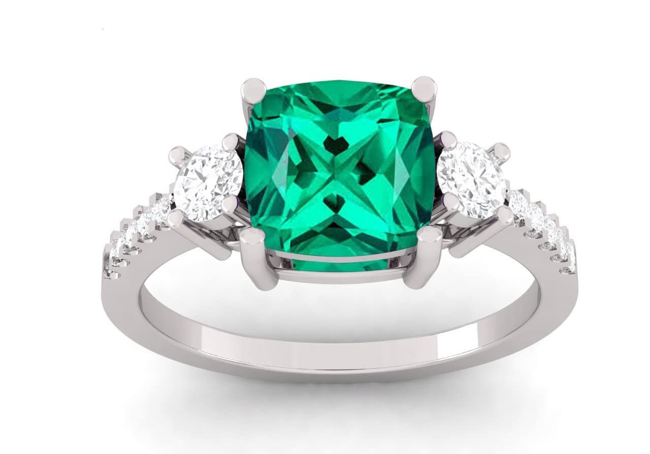 LMDLACHAMA Cubic zirconia Gemstone Emerald 925 Sterling Silver 8 mm Ring for Girl and Women (B0BPC9963H) Amazon Price History, Amazon Price Tracker