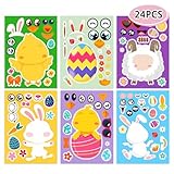 24 Sheets Easter Make a Face Stickers for Kids, Easter Basket Stuffers Goodie Treat Bag Fillers Activities Party Favor Supplies Crafts