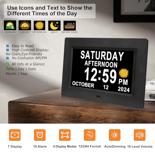 7 " Large Digital Dementia Calendar Clock product photo 7 " Large Digital Dementia Calendar Clock product